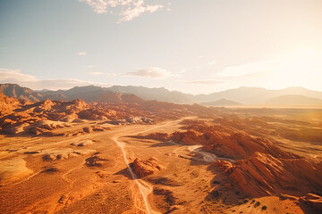 Fototapeta na wymiar sunset in the desert, generative ai