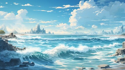 waves in the sea illustration ai generated