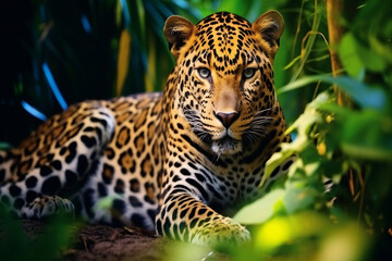 Obraz premium close up of a leopard, generative ai