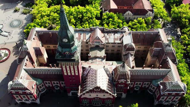 Art Nouveau City Hall, Subotica, Vojvodina, Serbia. High quality 4k footage