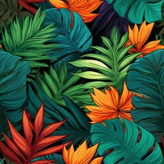 Tropical Leaves Seamless Paradise Pattern