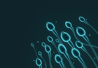 Close-up 3D render illustration depicting the movement of sperm against a dark background, serving as a scientific backdrop.