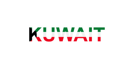 Letters Kuwait in the style of the country flag. Kuwait word in national flag style.
