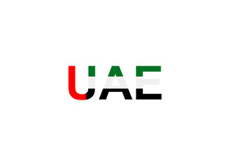 Letters United Arab Emirates in the style of the country flag. United Arab Emirates word in national flag style.