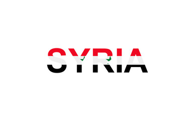 Letters Syria in the style of the country flag. Syria word in national flag style.