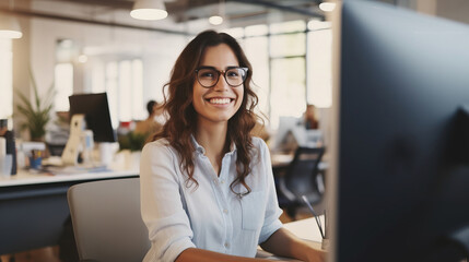 Portrait of Female software IT developer at modern office
