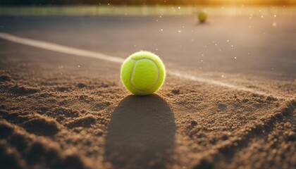 Tennis ball on dust tennis court

