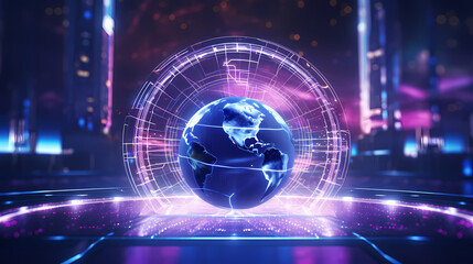 Obraz premium Technology style earth PPT background poster wallpaper web page