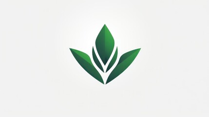 Minimalist geometric logo of green leaf vector graphic