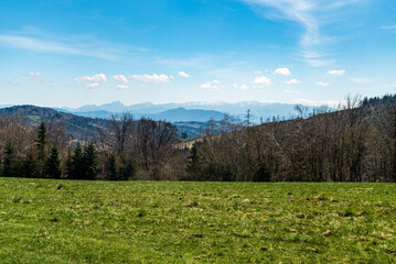 Krivanska Mala Fatra mountains from Javorniky mountains in Slovakia suring springtime