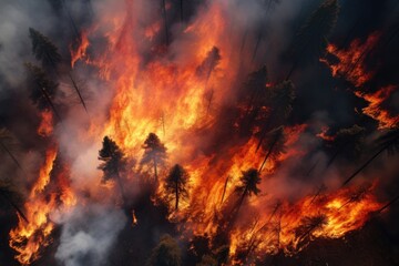 Fototapeta na wymiar forest fire from a drone