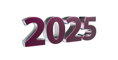 2025 3D-Schrift, Jahreszahl, Kalender, metallisch, lila, violett, Perspektive, Nummer, Jubiläum, Neujahr, Jahreswechsel
