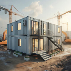 Fototapeta na wymiar Mobile office buildings or container site office for construction site. Shipping container. ai generative