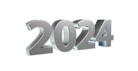 2024 3D-Schrift, Jahreszahl, Kalender, metallisch, silber, Perspektive, Nummer, Jubiläum, Neujahr, Jahreswechsel
