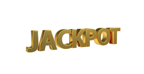 Jackpot goldene plakative 3D-Schrift, Gewinn, Glücksspiel, Geld, Casino, Spielautomat, Mega-Jackpot, Millionen, Bargeld, Chance, Rendering, Freisteller, Alphakanal

