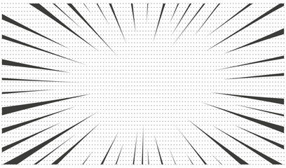 Obraz premium Pop art black and white comic book cartoon. Vector halftone illustration. Comic book action lines. 