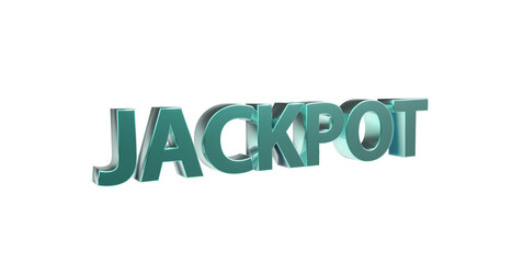 Jackpot türkise plakative 3D-Schrift, Gewinn, Glücksspiel, Geld, Casino, Spielautomat, Mega-Jackpot, Millionen, Bargeld, Chance, Rendering, Freisteller, Alphakanal
