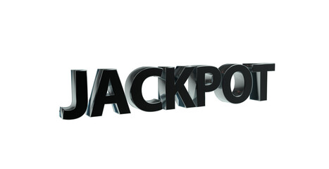 Jackpot schwze arplakative 3D-Schrift, Gewinn, Glücksspiel, Geld, Casino, Spielautomat, Mega-Jackpot, Millionen, Bargeld, Chance, Rendering, Freisteller, Alphakanal
