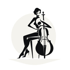 Woman in high heel shoes playing on cello instrument © Pawel