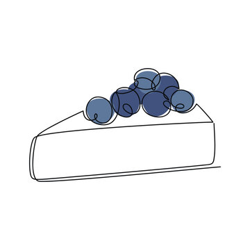 recommend clip art: Blueberry cheesecake vector one line continuous drawing. Graphic illustration. Hand drawn linear dessert icon. Minimal design, print, banner, card, brochure, bakery shop logo, sign, cake symbol, menu.