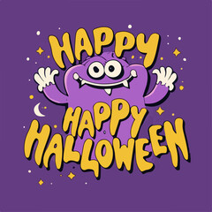 Happy Halloween Party Poster With Monster Vector