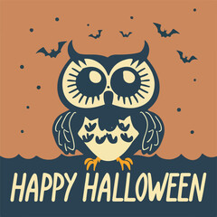 Happy Helloween owl vector illustration poster 