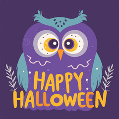 Happy Helloween owl vector illustration poster 