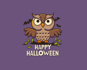 Happy Helloween owl vector illustration poster 