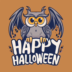 Happy Helloween owl vector illustration poster 