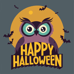 Happy Helloween owl vector illustration poster 