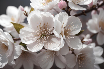 Naklejka na ściany i meble Sakura flower. Cherry blossom close up. Springtime floral background
