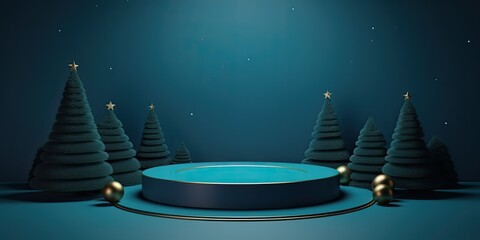 Christmas and New Year background with trees and gifts. Simple template with copy space