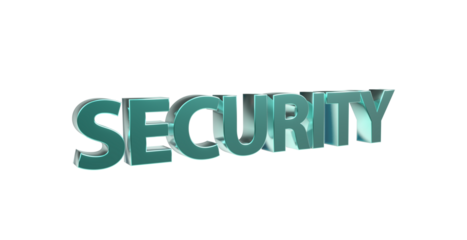 Security Sicherheit türkise plakative 3D-Schrift, Vertrauen, Schutz, Vorsorge, Gefahrenabwehr, Risikomanagement, Prävention, Sicherheitsmaßnahmen, Datenschutz,  Cybersecurity, Rendering, Freisteller
