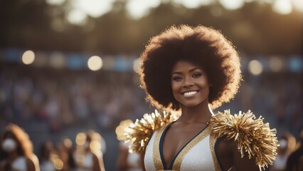 portrait of a beautiful afro American cheerleader
 - obrazy, fototapety, plakaty
