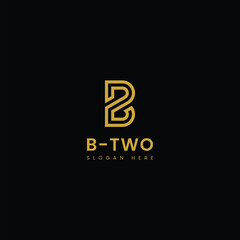 initial letter B logo, B2 logo design template modern minimalistic stock vector