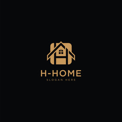 initial letter H home logo design template modern minimalistic stock vector