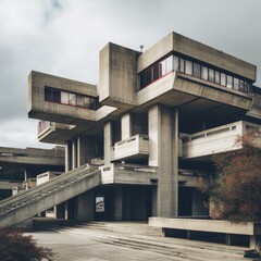 view of neobrutalism, architectural photography