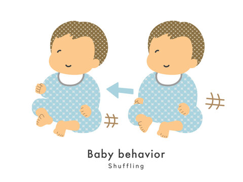 Illustration material: Shuffling_ Baby's behavior, gestures