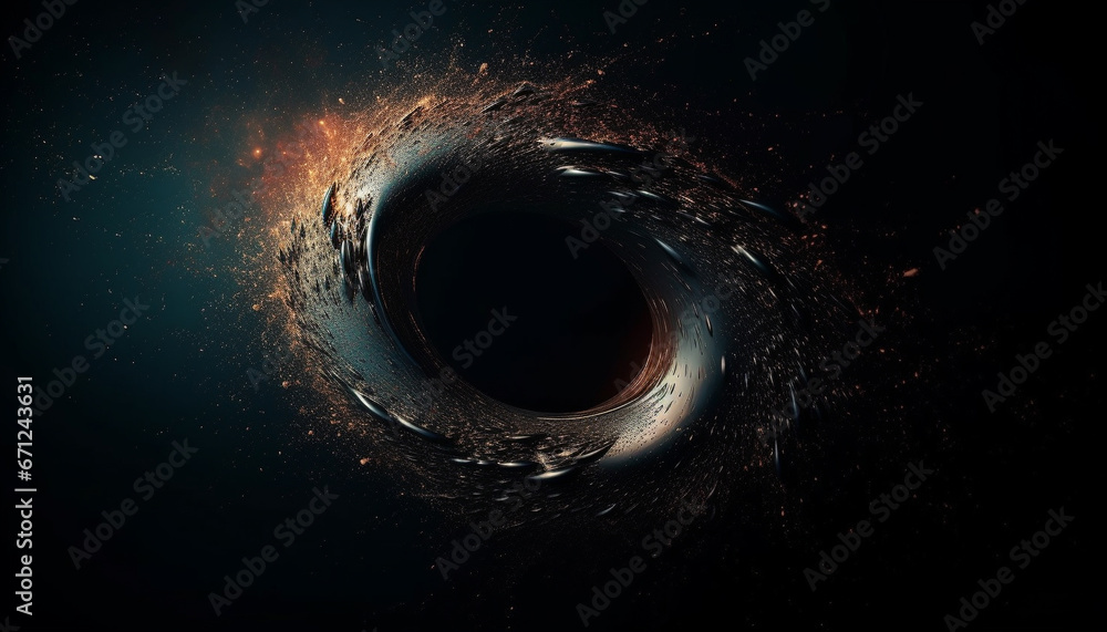Poster deep space exploration a futuristic spaceship orbits a glowing nebula generated by ai