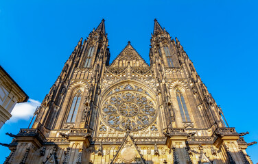 Fototapeta premium St. Vitus cathedral facade in Prague castle, Czech Republic