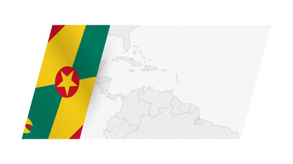 Grenada map in modern style with flag of Grenada on left side.
