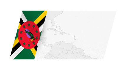 Dominica map in modern style with flag of Dominica on left side.