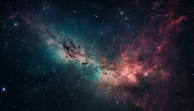 Exploring the deep cosmos, a glowing supernova illuminates star trails generated by AI