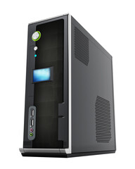 Modern PC case isolated on transparent background. 3D illustration