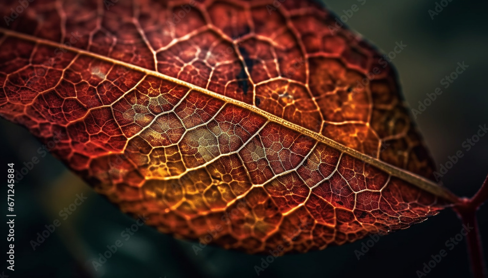 Poster vibrant colors of a multi colored leaf in close up macro shot generated by ai