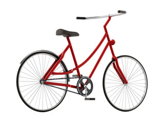 Red bicycle isolated on transparent background. 3D illustration 