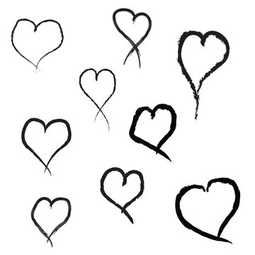 set of hearts vector hand drawn heart on white background