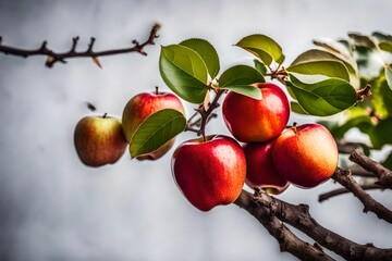apples on a branch  generated by AI technology 