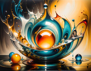 surrealistic wallpaper art. liquid glass. abstract illustration background. generative ai