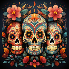 Naklejka premium Mexican skull, day of the dead celebration altar